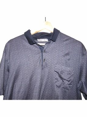 Vintage Givenchy Monsieur Shirt Polo Blue Monogram Short Sleeve Mens Size Large